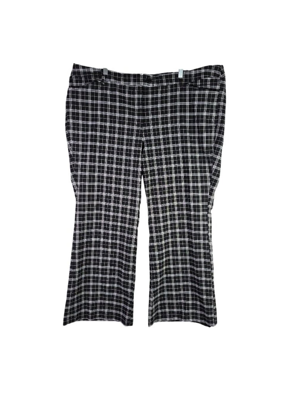 Womens Lane Bryant Black & White Plaid Stretch Trousers Rayon Blend Plus Size 26